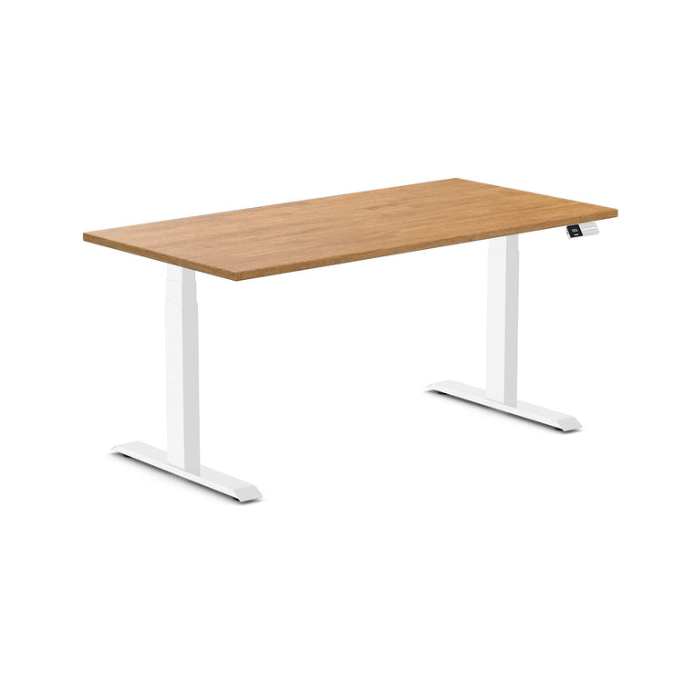 dual rubberwood sit stand desk