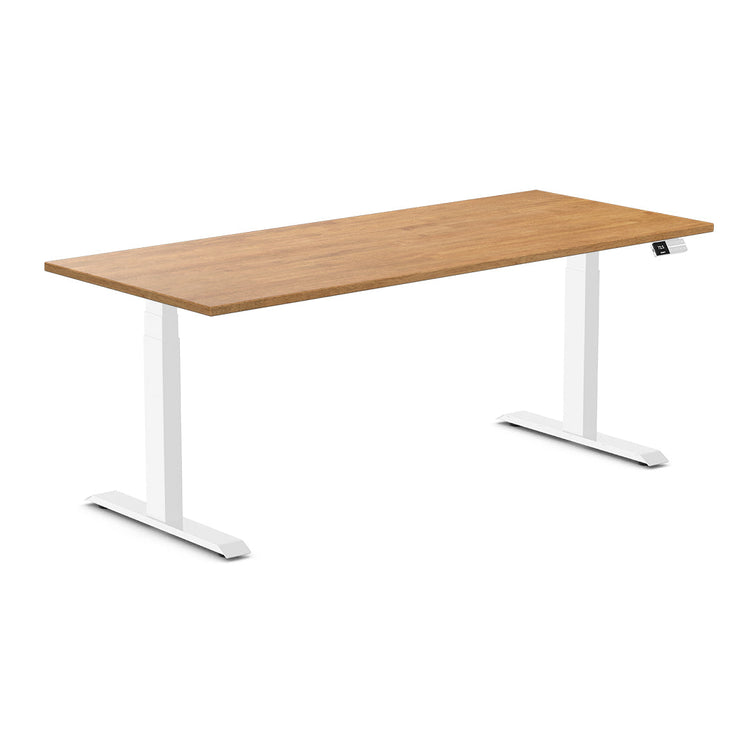 dual rubberwood sit stand desk