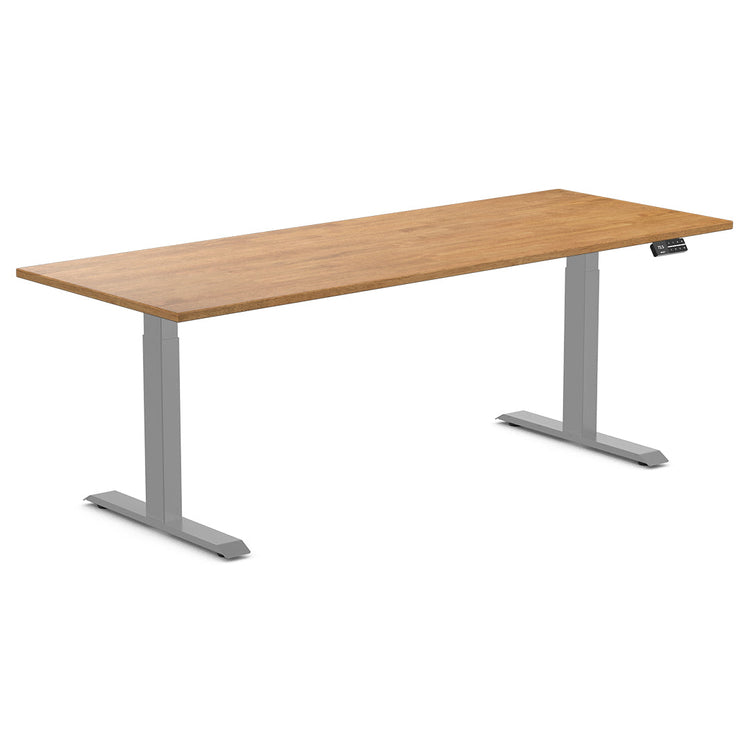 dual rubberwood sit stand desk