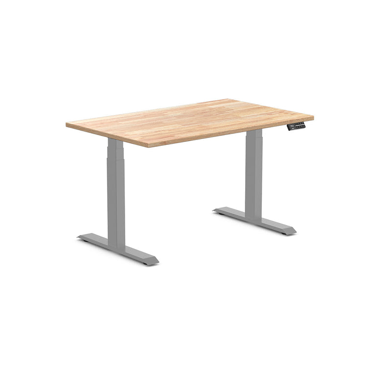 dual rubberwood sit stand desk