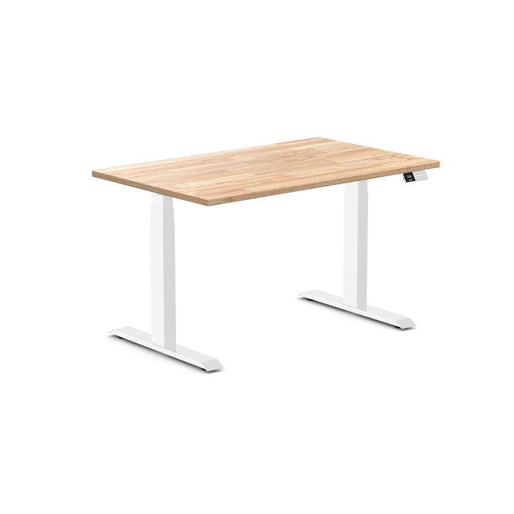 dual rubberwood sit stand desk