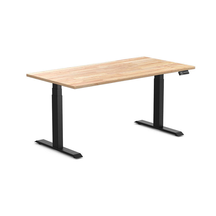 dual rubberwood sit stand desk