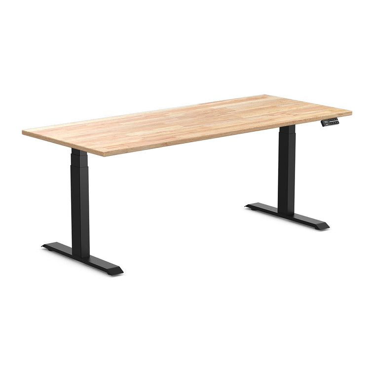 dual rubberwood sit stand desk