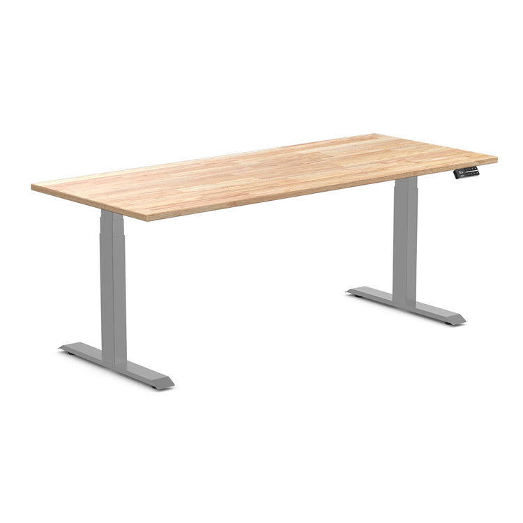 dual rubberwood sit stand desk