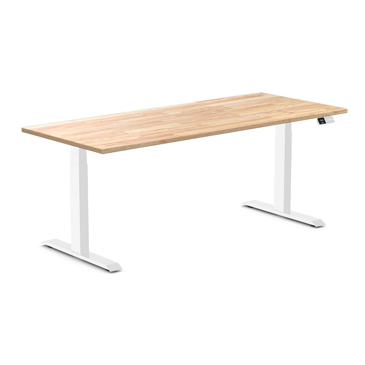 dual rubberwood sit stand desk