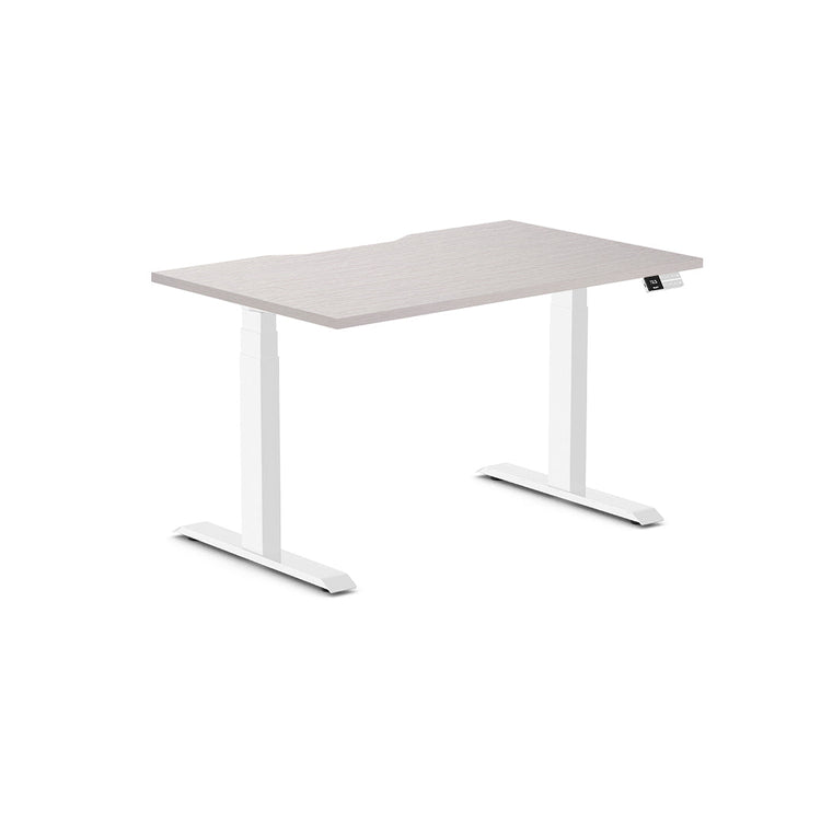 Desky Dual Scalloped Melamine Sit Stand Desk-White Alaskan Desky®