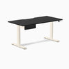Desky Dual Scalloped Melamine Standing Desk With Drawer, Black desktop, Wheat frame