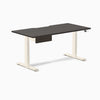 Desky Dual Scalloped Melamine Standing Desk With Drawer, Burnished Wood desktop, Wheat frame