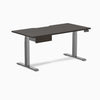 Desky Dual Scalloped Melamine Standing Desk With Drawer, Burnished Wood desktop, Space Grey frame