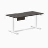 Desky Dual Scalloped Melamine Standing Desk With Drawer, Burnished Wood desktop, White frame