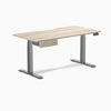 Desky Dual Scalloped Melamine Standing Desk With Drawer, Classic Oak desktop, Space Grey frame