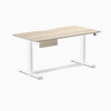 Desky Dual Scalloped Melamine Standing Desk With Drawer, Classic Oak desktop, White frame