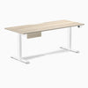 Desky Dual Scalloped Melamine Standing Desk With Drawer, Classic Oak desktop, White frame