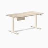 Desky Dual Scalloped Melamine Standing Desk With Drawer, Classic Oak desktop, Wheat frame