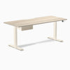 Desky Dual Scalloped Melamine Standing Desk With Drawer, Classic Oak desktop, Wheat frame