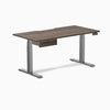 Desky Dual Scalloped Melamine Standing Desk With Drawer, Jarrah Legno desktop, Space Grey frame