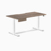 Desky Dual Scalloped Melamine Standing Desk With Drawer, Natural Walnut desktop, White frame