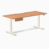 Desky Dual Scalloped Melamine Standing Desk With Drawer, Prime Oak desktop, Wheat frame