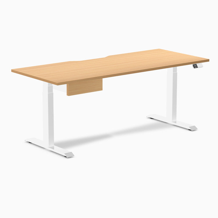 Desky Dual Scalloped Melamine Standing Desk With Drawer detail view 99