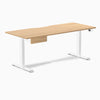 Desky Dual Scalloped Melamine Standing Desk With Drawer, Sublime Teak desktop, White frame