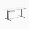 Desky Dual Scalloped Melamine Standing Desk With Drawer, White desktop, Space Grey frame