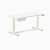 Desky Dual Scalloped Melamine Standing Desk With Drawer, White desktop, Wheat frame