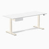 Desky Dual Scalloped Melamine Standing Desk With Drawer, White desktop, Wheat frame