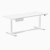 Desky Dual Scalloped Melamine Standing Desk With Drawer, White desktop, White frame