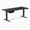 Desky Dual Melamine Standing Desk With Drawer, Black desktop, Matte Black frame