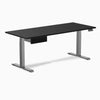 Desky Dual Melamine Standing Desk With Drawer, Black desktop, Space Grey frame