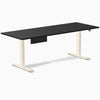 Desky Dual Melamine Standing Desk With Drawer, Black desktop, Wheat frame