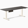 Desky Dual Melamine Standing Desk With Drawer, Burnished Wood desktop, Wheat frame