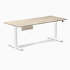 Desky Dual Melamine Standing Desk With Drawer, Classic Oak desktop, White frame