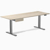 Desky Dual Melamine Standing Desk With Drawer, Classic Oak desktop, Space Grey frame