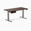 Desky Dual Rubberwood Standing Desk With Drawer, Dark Walnut desktop, Space Grey frame