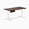Desky Dual Rubberwood Standing Desk With Drawer, Dark Walnut desktop, White frame