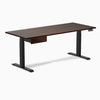 Desky Dual Rubberwood Standing Desk With Drawer, Dark Walnut desktop, Matte Black frame