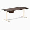 Desky Dual Rubberwood Standing Desk With Drawer, Dark Walnut desktop, Wheat frame