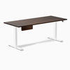 Desky Dual Rubberwood Standing Desk With Drawer, Dark Walnut desktop, White frame
