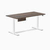 Desky Dual Melamine Standing Desk With Drawer, Jarrah Legno desktop, White frame