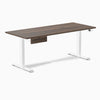Desky Dual Melamine Standing Desk With Drawer, Jarrah Legno desktop, White frame