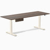 Desky Dual Melamine Standing Desk With Drawer, Jarrah Legno desktop, Wheat frame