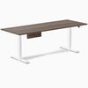 Desky Dual Melamine Standing Desk With Drawer, Jarrah Legno desktop, White frame