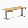 Desky Dual Rubberwood Standing Desk With Drawer, Light Oak desktop, Space Grey frame