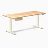 Desky Dual Rubberwood Standing Desk With Drawer, Natural Timber desktop, Wheat frame