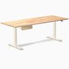 Desky Dual Rubberwood Standing Desk With Drawer, Natural Timber desktop, Wheat frame