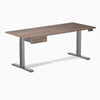 Desky Dual Melamine Standing Desk With Drawer, Natural Walnut desktop, Space Grey frame