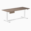 Desky Dual Melamine Standing Desk With Drawer, Natural Walnut desktop, White frame
