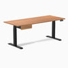 Desky Dual Melamine Standing Desk With Drawer, Prime Oak desktop, Matte Black frame