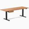 Desky Dual Melamine Standing Desk With Drawer, Prime Oak desktop, Matte Black frame